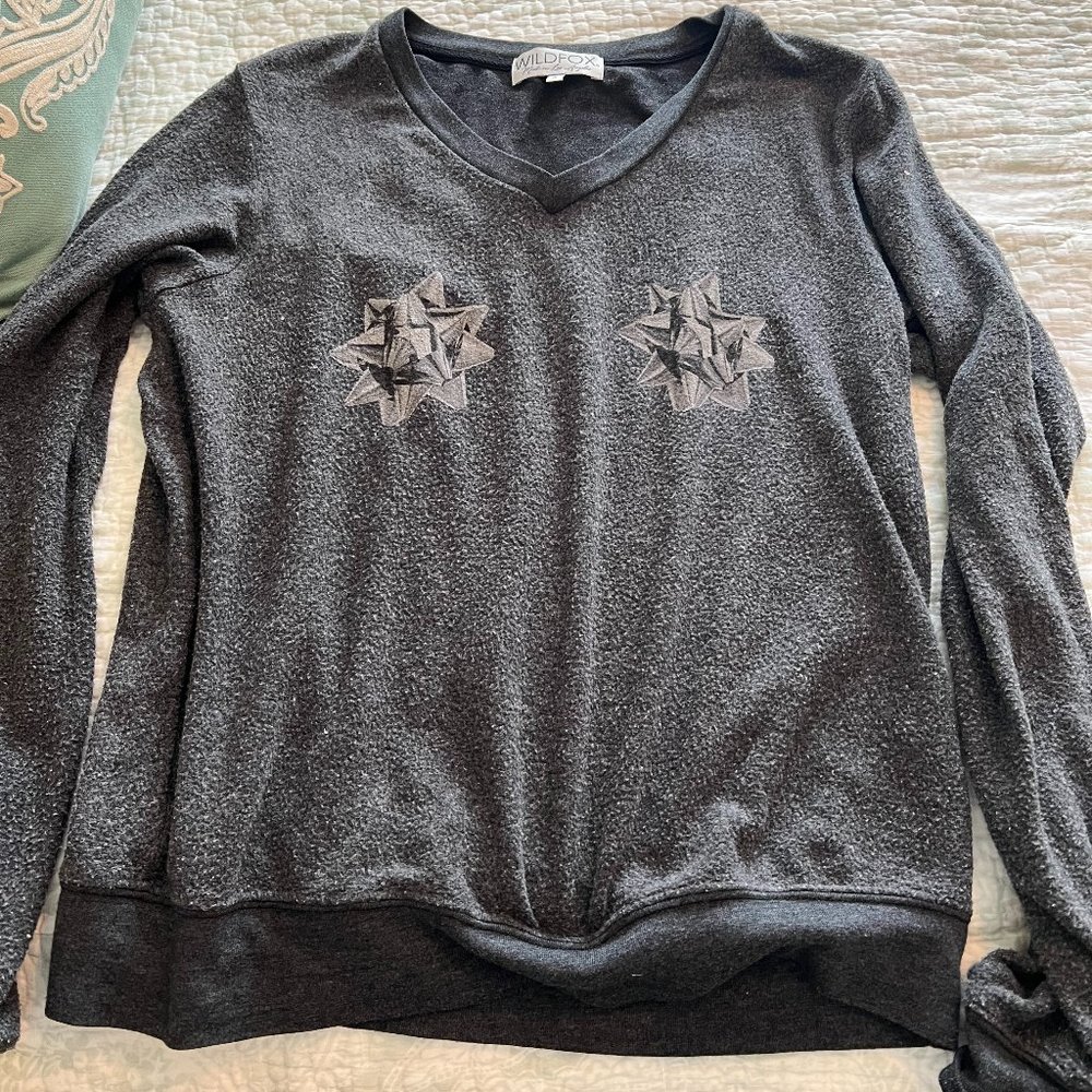 Wildfox Gift Wrap Bows Charcoal Sweatshirt